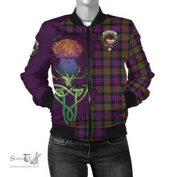 Scottish MacDonald Modern Tartan Family Crest with Thistle and Scotland Map Tartan Plaid Bomber Jacket Scottish Plaid Tartan Plaid - ScotsTee - scotstee.com