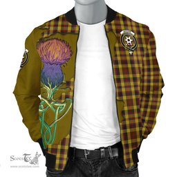 Scottish Jardine Tartan Family Crest with Thistle and Scotland Map Tartan Plaid Bomber Jacket Scottish Plaid Tartan Plaid - ScotsTee - scotstee.com