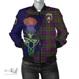 Scottish MacDonald of Clan Ranald Modern Tartan Family Crest with Thistle and Scotland Map Tartan Plaid Bomber Jacket Scottish Plaid Tartan Plaid - ScotsTee - scotstee.com