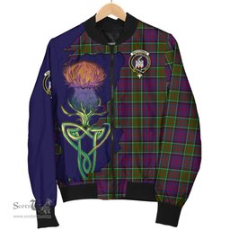 Scottish MacDonald of Clan Ranald Modern Tartan Family Crest with Thistle and Scotland Map Tartan Plaid Bomber Jacket Scottish Plaid Tartan Plaid - ScotsTee - scotstee.com