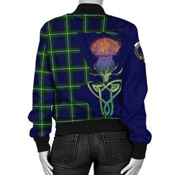 Scottish Lammie Tartan Family Crest with Thistle and Scotland Map Tartan Plaid Bomber Jacket Scottish Plaid Tartan Plaid - ScotsTee - scotstee.com