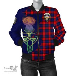 Scottish MacLachlan Modern Tartan Family Crest with Thistle and Scotland Map Tartan Plaid Bomber Jacket Scottish Plaid Tartan Plaid - ScotsTee - scotstee.com