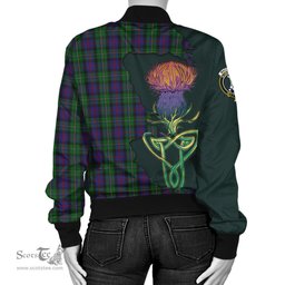 Scottish MacCallum Tartan Family Crest with Thistle and Scotland Map Tartan Plaid Bomber Jacket Scottish Plaid Tartan Plaid - ScotsTee - scotstee.com