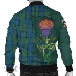 Scottish Lockhart Tartan Family Crest with Thistle and Scotland Map Tartan Plaid Bomber Jacket Scottish Plaid Tartan Plaid - ScotsTee - scotstee.com