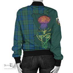 Scottish Lockhart Tartan Family Crest with Thistle and Scotland Map Tartan Plaid Bomber Jacket Scottish Plaid Tartan Plaid - ScotsTee - scotstee.com