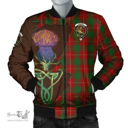 Scottish MacFie Tartan Family Crest with Thistle and Scotland Map Tartan Plaid Bomber Jacket Scottish Plaid Tartan Plaid - ScotsTee - scotstee.com