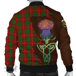 Scottish MacFie Tartan Family Crest with Thistle and Scotland Map Tartan Plaid Bomber Jacket Scottish Plaid Tartan Plaid - ScotsTee - scotstee.com