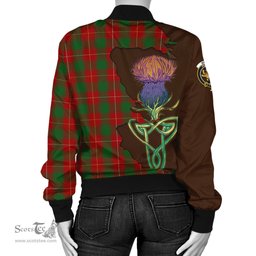 Scottish MacFie Tartan Family Crest with Thistle and Scotland Map Tartan Plaid Bomber Jacket Scottish Plaid Tartan Plaid - ScotsTee - scotstee.com