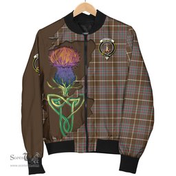 Scottish MacIntyre Hunting Weathered Tartan Family Crest with Thistle and Scotland Map Tartan Plaid Bomber Jacket Scottish Plaid Tartan Plaid - ScotsTee - scotstee.com