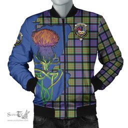 Scottish MacDonald Ancient Tartan Family Crest with Thistle and Scotland Map Tartan Plaid Bomber Jacket Scottish Plaid Tartan Plaid - ScotsTee - scotstee.com