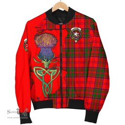 Scottish Heron Tartan Family Crest with Thistle and Scotland Map Tartan Plaid Bomber Jacket Scottish Plaid Tartan Plaid - ScotsTee - scotstee.com