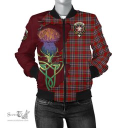 Scottish MacFarlane Red Tartan Family Crest with Thistle and Scotland Map Tartan Plaid Bomber Jacket Scottish Plaid Tartan Plaid - ScotsTee - scotstee.com
