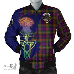 Scottish MacDonell of Glengarry Modern Tartan Family Crest with Thistle and Scotland Map Tartan Plaid Bomber Jacket Scottish Plaid Tartan Plaid - ScotsTee - scotstee.com