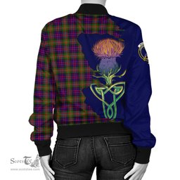Scottish MacDonell of Glengarry Modern Tartan Family Crest with Thistle and Scotland Map Tartan Plaid Bomber Jacket Scottish Plaid Tartan Plaid - ScotsTee - scotstee.com