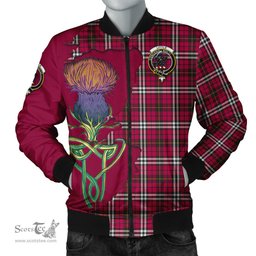 Scottish Little Tartan Family Crest with Thistle and Scotland Map Tartan Plaid Bomber Jacket Scottish Plaid Tartan Plaid - ScotsTee - scotstee.com