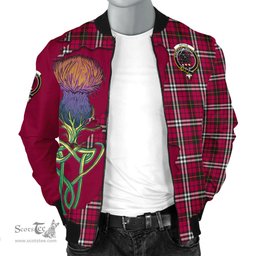 Scottish Little Tartan Family Crest with Thistle and Scotland Map Tartan Plaid Bomber Jacket Scottish Plaid Tartan Plaid - ScotsTee - scotstee.com