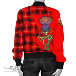 Scottish MacIver Modern Tartan Family Crest with Thistle and Scotland Map Tartan Plaid Bomber Jacket Scottish Plaid Tartan Plaid - ScotsTee - scotstee.com