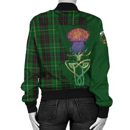 Scottish MacAulay of Lewis Tartan Family Crest with Thistle and Scotland Map Tartan Plaid Bomber Jacket Scottish Plaid Tartan Plaid - ScotsTee - scotstee.com