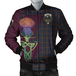 Scottish MacLaine of Lochbuie Hunting Tartan Family Crest with Thistle and Scotland Map Tartan Plaid Bomber Jacket Scottish Plaid Tartan Plaid - ScotsTee - scotstee.com