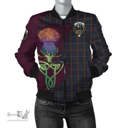 Scottish MacLaine of Lochbuie Hunting Tartan Family Crest with Thistle and Scotland Map Tartan Plaid Bomber Jacket Scottish Plaid Tartan Plaid - ScotsTee - scotstee.com