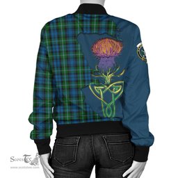 Scottish Lyon Tartan Family Crest with Thistle and Scotland Map Tartan Plaid Bomber Jacket Scottish Plaid Tartan Plaid - ScotsTee - scotstee.com