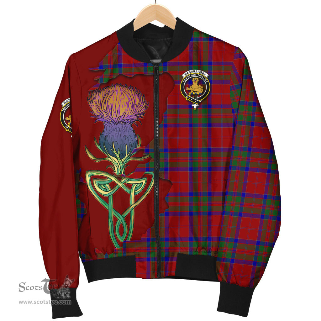 Scottish MacGillivray Tartan Family Crest with Thistle and Scotland Map Tartan Plaid Bomber Jacket Scottish Plaid Tartan Plaid - ScotsTee - scotstee.com