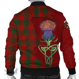 Scottish Livingston Tartan Family Crest with Thistle and Scotland Map Tartan Plaid Bomber Jacket Scottish Plaid Tartan Plaid - ScotsTee - scotstee.com