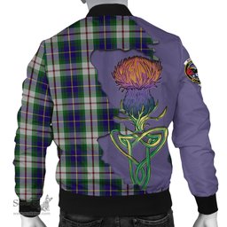 Scottish MacLeod Of Californian Tartan Family Crest with Thistle and Scotland Map Tartan Plaid Bomber Jacket Scottish Plaid Tartan Plaid - ScotsTee - scotstee.com