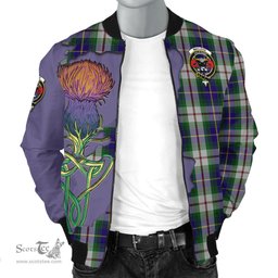 Scottish MacLeod Of Californian Tartan Family Crest with Thistle and Scotland Map Tartan Plaid Bomber Jacket Scottish Plaid Tartan Plaid - ScotsTee - scotstee.com
