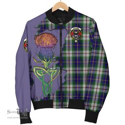 Scottish MacLeod Of Californian Tartan Family Crest with Thistle and Scotland Map Tartan Plaid Bomber Jacket Scottish Plaid Tartan Plaid - ScotsTee - scotstee.com