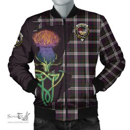 Scottish MacDonald Dress Tartan Family Crest with Thistle and Scotland Map Tartan Plaid Bomber Jacket Scottish Plaid Tartan Plaid - ScotsTee - scotstee.com