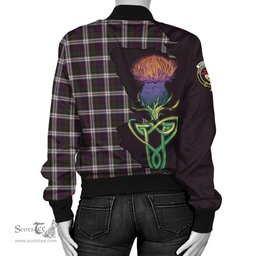 Scottish MacDonald Dress Tartan Family Crest with Thistle and Scotland Map Tartan Plaid Bomber Jacket Scottish Plaid Tartan Plaid - ScotsTee - scotstee.com