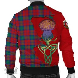 Scottish Lindsay Modern Tartan Family Crest with Thistle and Scotland Map Tartan Plaid Bomber Jacket Scottish Plaid Tartan Plaid - ScotsTee - scotstee.com