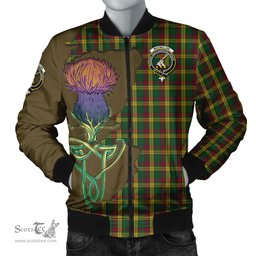 Scottish MacMillan Ancient Tartan Family Crest with Thistle and Scotland Map Tartan Plaid Bomber Jacket Scottish Plaid Tartan Plaid - ScotsTee - scotstee.com