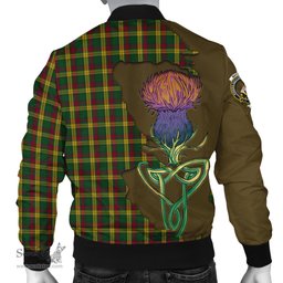 Scottish MacMillan Ancient Tartan Family Crest with Thistle and Scotland Map Tartan Plaid Bomber Jacket Scottish Plaid Tartan Plaid - ScotsTee - scotstee.com
