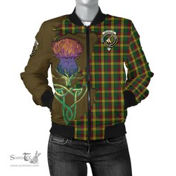 Scottish MacMillan Ancient Tartan Family Crest with Thistle and Scotland Map Tartan Plaid Bomber Jacket Scottish Plaid Tartan Plaid - ScotsTee - scotstee.com