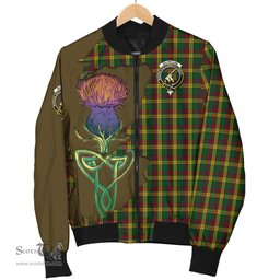 Scottish MacMillan Ancient Tartan Family Crest with Thistle and Scotland Map Tartan Plaid Bomber Jacket Scottish Plaid Tartan Plaid - ScotsTee - scotstee.com
