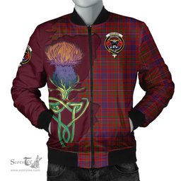 Scottish MacLeod Red Tartan Family Crest with Thistle and Scotland Map Tartan Plaid Bomber Jacket Scottish Plaid Tartan Plaid - ScotsTee - scotstee.com