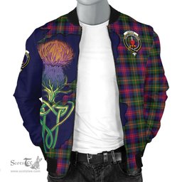 Scottish Logan Modern Tartan Family Crest with Thistle and Scotland Map Tartan Plaid Bomber Jacket Scottish Plaid Tartan Plaid - ScotsTee - scotstee.com