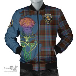 Scottish MacGregor Hastie Tartan Family Crest with Thistle and Scotland Map Tartan Plaid Bomber Jacket Scottish Plaid Tartan Plaid - ScotsTee - scotstee.com