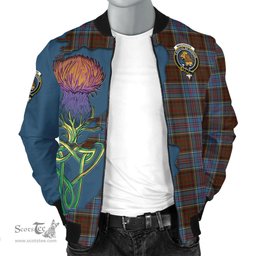 Scottish MacGregor Hastie Tartan Family Crest with Thistle and Scotland Map Tartan Plaid Bomber Jacket Scottish Plaid Tartan Plaid - ScotsTee - scotstee.com