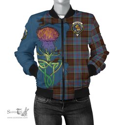 Scottish MacGregor Hastie Tartan Family Crest with Thistle and Scotland Map Tartan Plaid Bomber Jacket Scottish Plaid Tartan Plaid - ScotsTee - scotstee.com