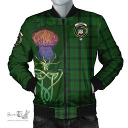 Scottish Kincaid Tartan Family Crest with Thistle and Scotland Map Tartan Plaid Bomber Jacket Scottish Plaid Tartan Plaid - ScotsTee - scotstee.com