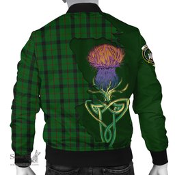 Scottish Kincaid Tartan Family Crest with Thistle and Scotland Map Tartan Plaid Bomber Jacket Scottish Plaid Tartan Plaid - ScotsTee - scotstee.com