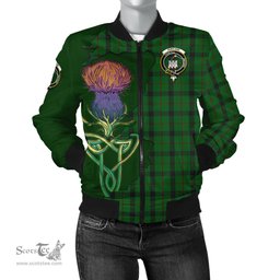 Scottish Kincaid Tartan Family Crest with Thistle and Scotland Map Tartan Plaid Bomber Jacket Scottish Plaid Tartan Plaid - ScotsTee - scotstee.com