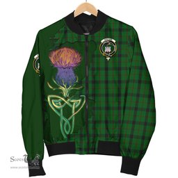 Scottish Kincaid Tartan Family Crest with Thistle and Scotland Map Tartan Plaid Bomber Jacket Scottish Plaid Tartan Plaid - ScotsTee - scotstee.com