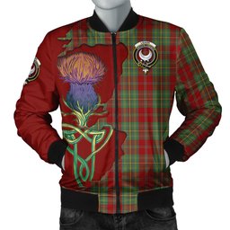 Scottish Leask Tartan Family Crest with Thistle and Scotland Map Tartan Plaid Bomber Jacket Scottish Plaid Tartan Plaid - ScotsTee - scotstee.com