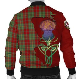 Scottish Leask Tartan Family Crest with Thistle and Scotland Map Tartan Plaid Bomber Jacket Scottish Plaid Tartan Plaid - ScotsTee - scotstee.com