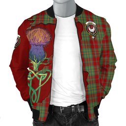 Scottish Leask Tartan Family Crest with Thistle and Scotland Map Tartan Plaid Bomber Jacket Scottish Plaid Tartan Plaid - ScotsTee - scotstee.com