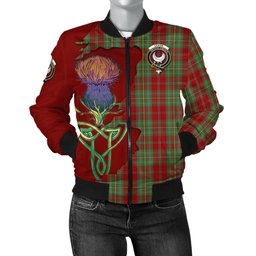 Scottish Leask Tartan Family Crest with Thistle and Scotland Map Tartan Plaid Bomber Jacket Scottish Plaid Tartan Plaid - ScotsTee - scotstee.com